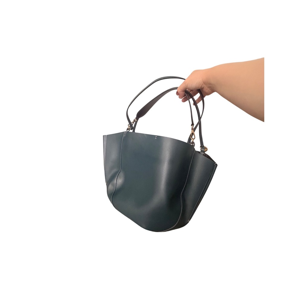 Wandler Mia Tote Bag‎ Navy Leather White Stitch Shoulder Bag Made in Italy